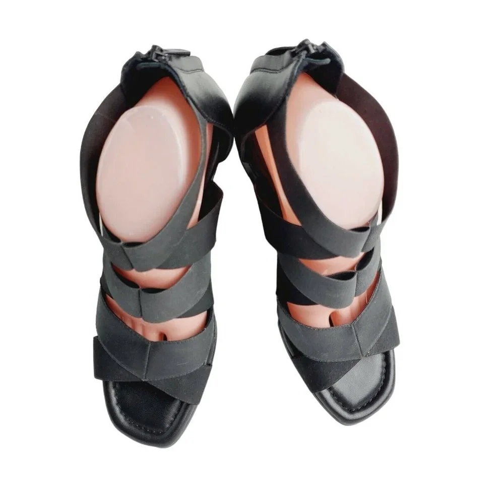 Donald Pliner Lelle Women's Black Strappy Caged Wedge Sandals Sz 9.5M - Picture 3 of 10